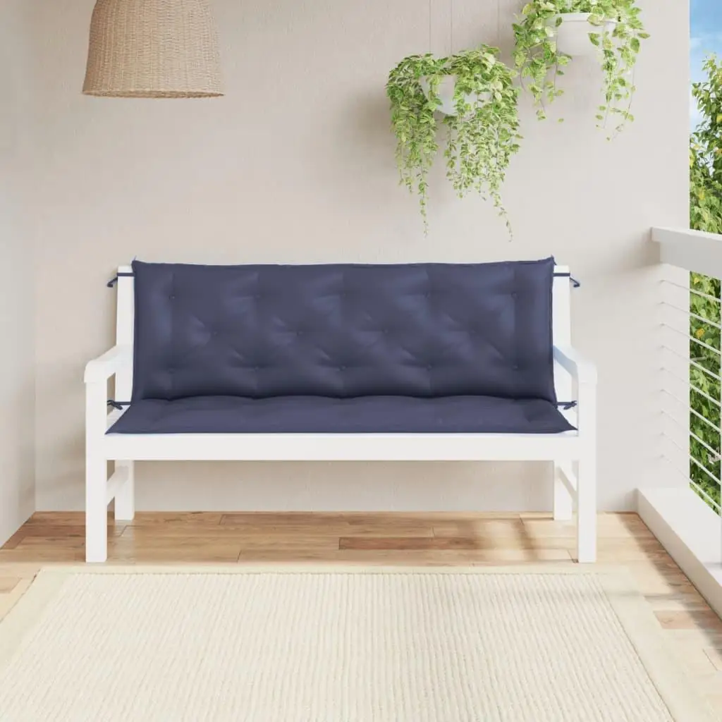 Navy Blue Garden Bench Cushions 2pcs 59.1x19.7x2.8 Outdoor Oxford Fabric Pads