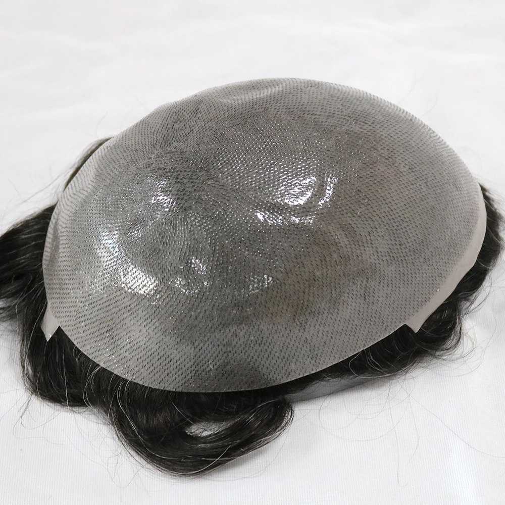 Ultra Thin Skin 0.02-0.04mm Indian Human Hair Natural Hairline V loop Hair System Unit Men's Capillary Prothesis Male Toupee Wig