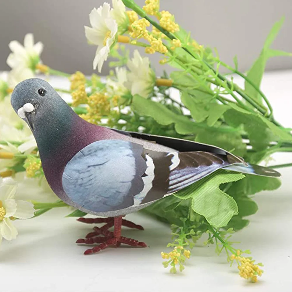 2 Pcs Figurine Tourterelle Houseplants Live Indoor Landscape Dove Decorations Fake Bird Baby