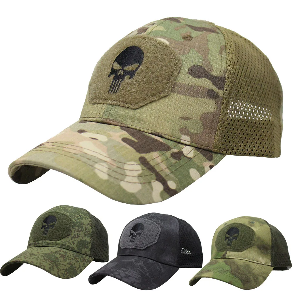 

Camouflage baseball net hat, special forces tactical camouflage hat, skull head sunshade, Velcro duckbill hat