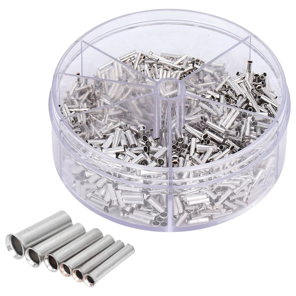 

1900Pcs Wire Ferrules Kit 0.5‑2.5mm² Non Insulated Ferrules Pin Cord End Terminals Copper Crimp Terminal Connector 14‑22 AWG