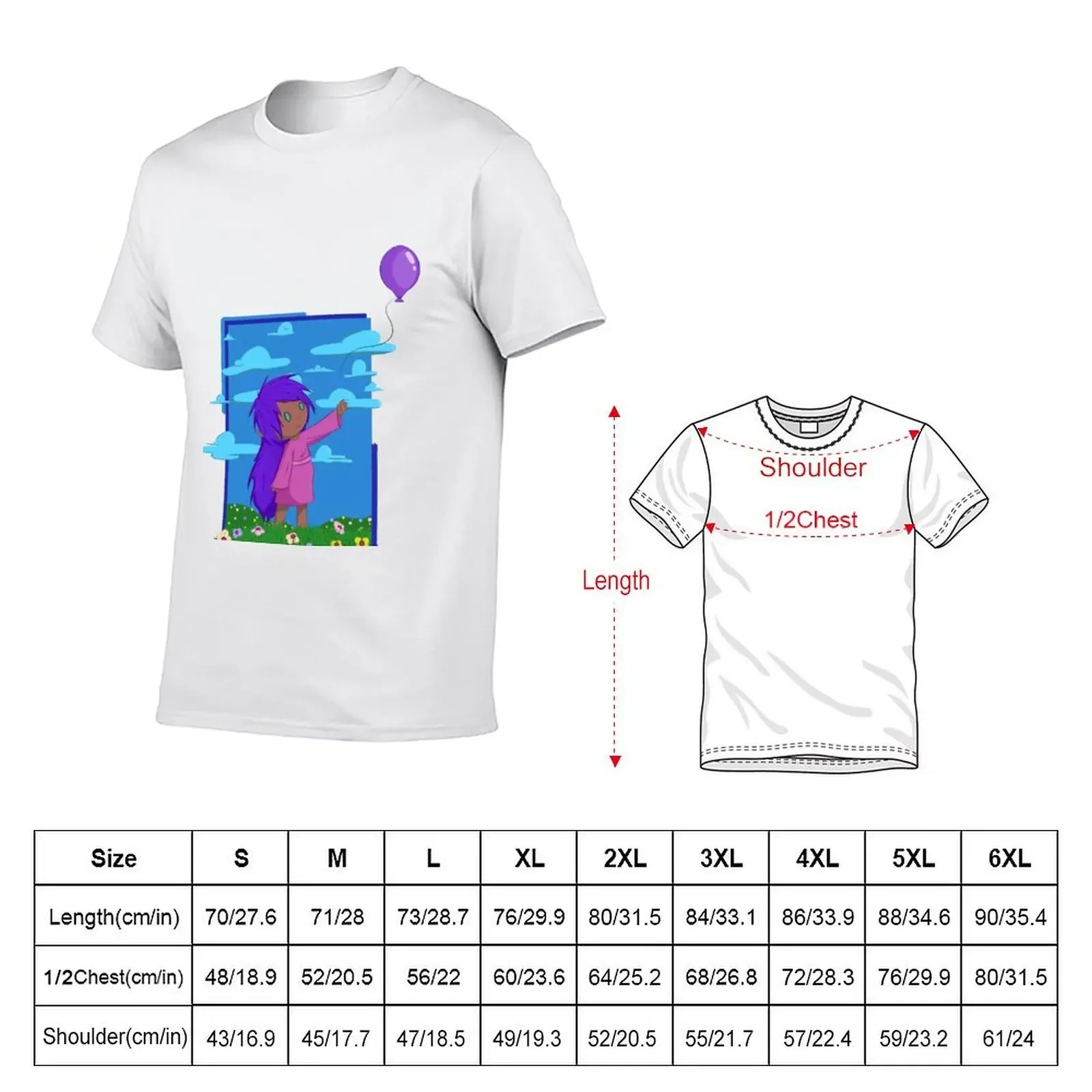 Balloon Girl with Square Backround T-Shirt hippie clothes graphic t shirt vintage heavyweight t shirts for men