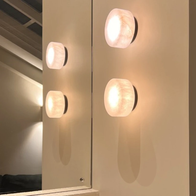 

Natural marble wall lamp French medieval style living room background wall aisle lamp mirror headlamp bedroom bedside lamp