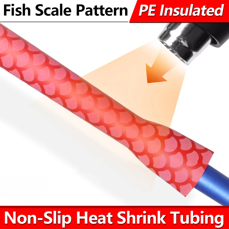 1Meter Non-Slip Heat Shrink Tubing Fish Scale Pattern 15~45mm Handle Repair & Electrical Cable Insulation Wrap Set Cable Sleeve