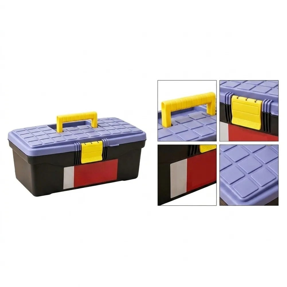 ABS Plastic Toolbox with Tray Compartment and Adjustable Layers Designed for Screws Nails Anchors Secure Latch and Lid Storage