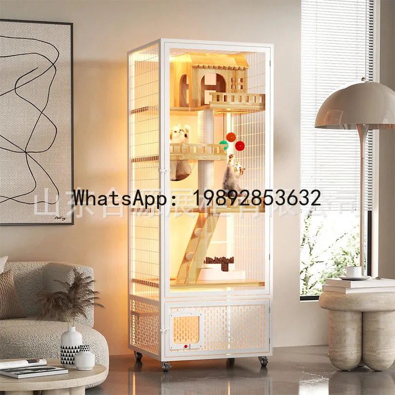 YFY Large Dog House Villa Panoramic Wooden Glass Cat House Home Layered Cat House Indoor Large Cat Room