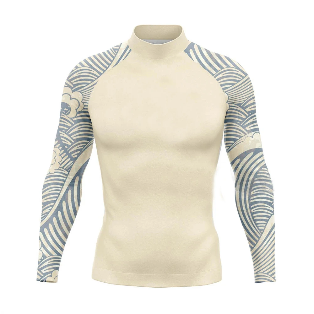 Men Swimsuit Swimming T-shirt Beach UV Protection Swimwear Rash Guard Long Sleeve Surfing Diving Swimsuit Surf Wetsuits
