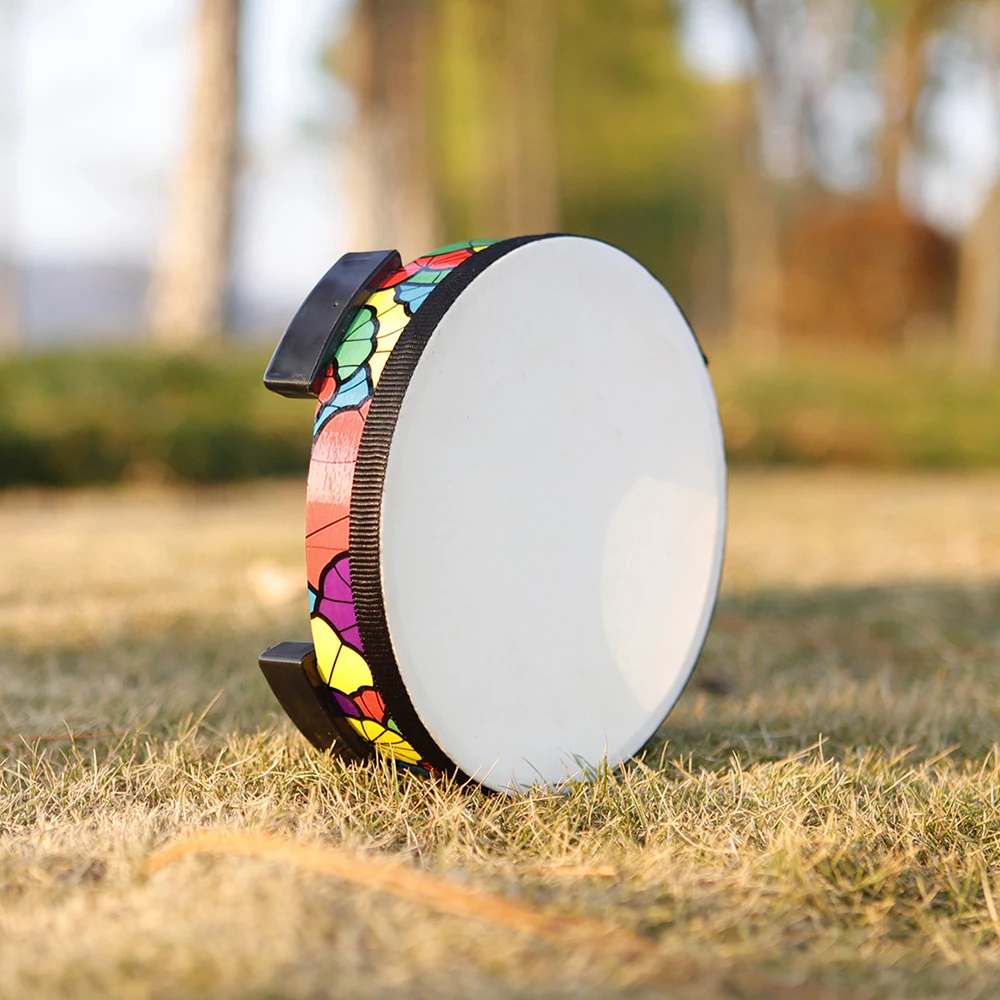 8/10 Inches Ground Drum Sheepskin Drumhead Orff Tambourine Handheld Children Musical Enlightenment Percussion Instrument Toys