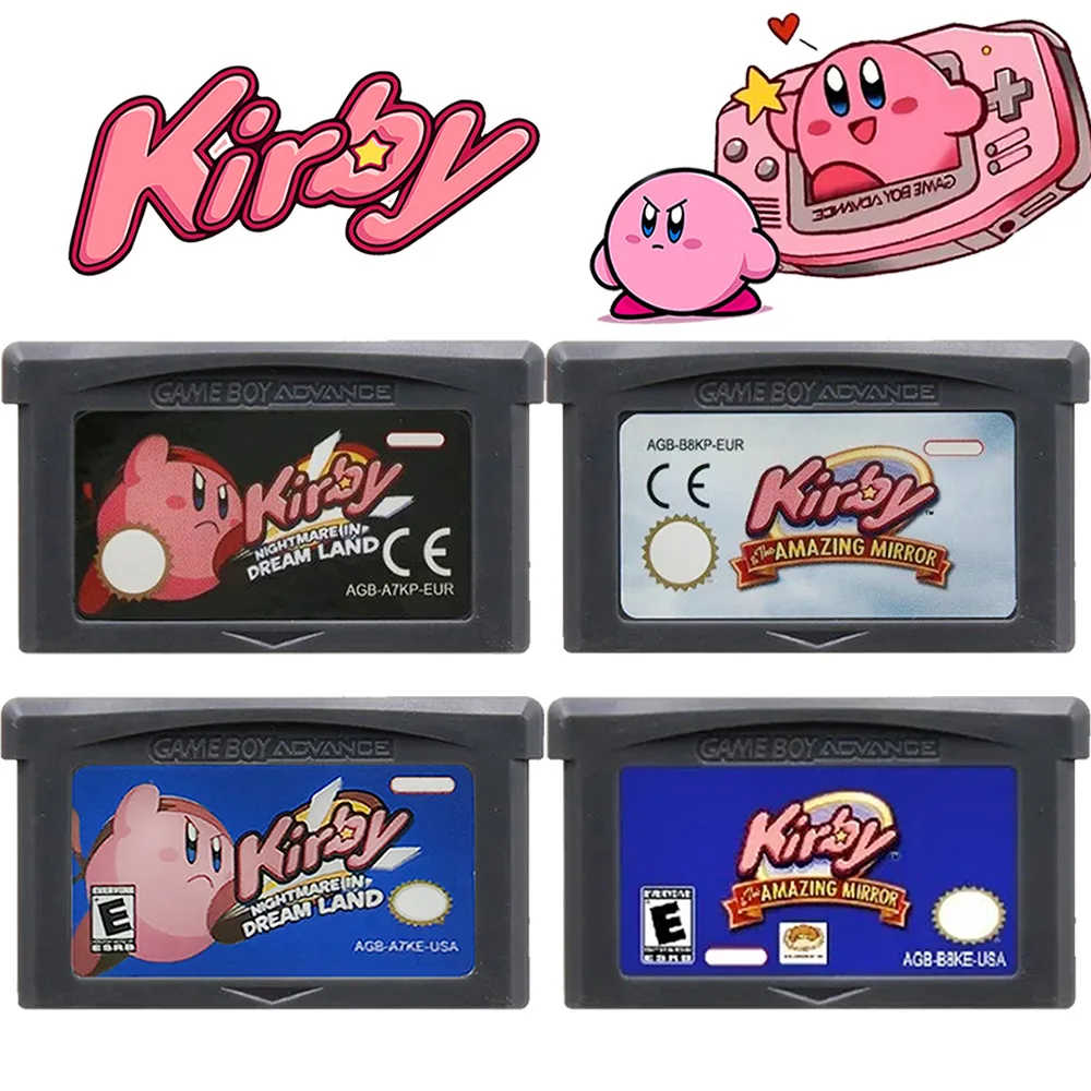 Hot GBA Kirby Game Cartridge 32-Bit Video Game Console Card  English version  Amazing Mirror Nightmare in Dream Land for GBA NDS