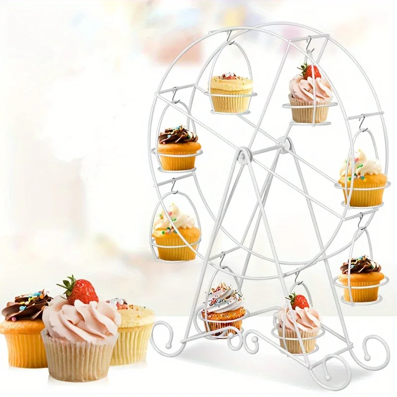 Ferris Wheel Cupcake Stand Dessert Serving Tray Metal Cupcake Display 360° Rotatable for Wedding Party Furnishing Accessories