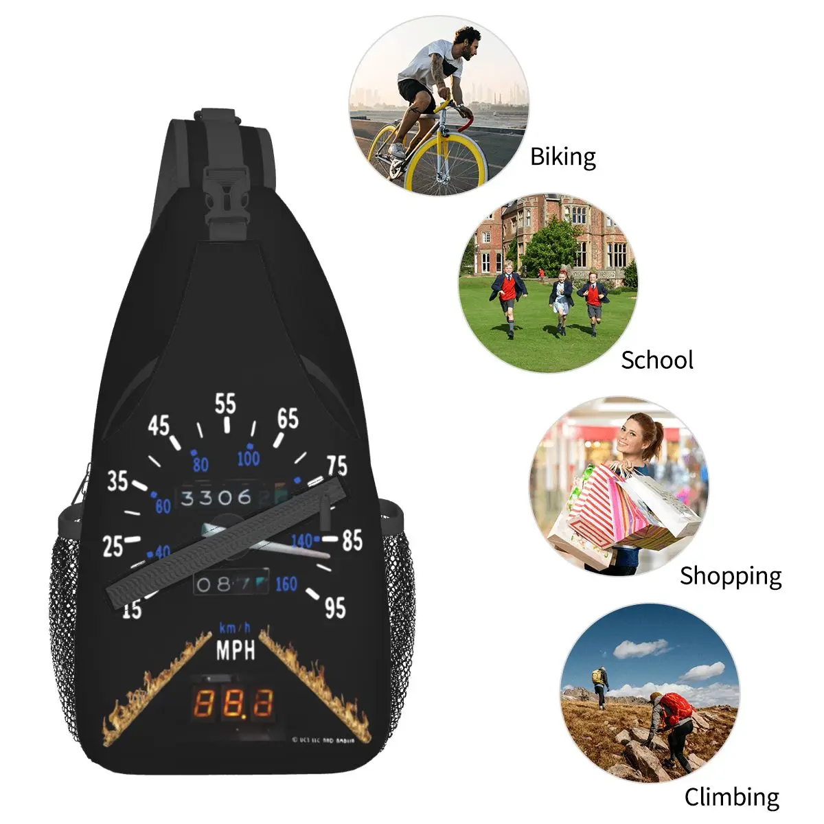 De volta para o futuro Crossbody Sling Bags Moda Peito Bag Time Travel Movie Shoulder Backpack Daypack para caminhadas Viagem Biking