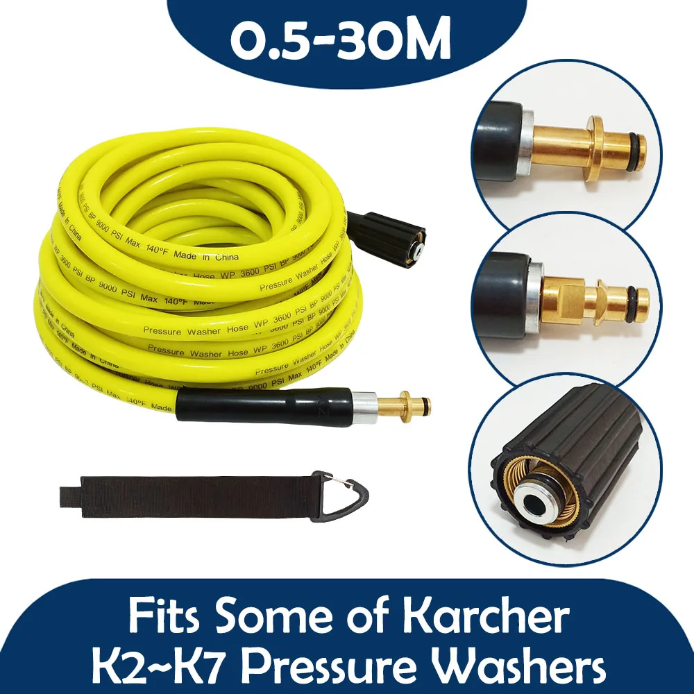 

0.5-30M High Pressure Washer Hose Water Cleaning Extension Pipe Kink Resistant Fits Some of Karcher K2~K7 Pressure Washers