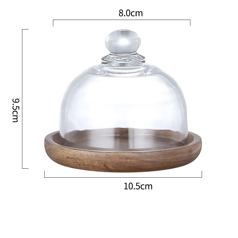 Mini Glass Dessert Dome with Base, Small Decorative Cake Tray with Glass Dome Cover, Cake Fruit Display Server Tray for Kitchen