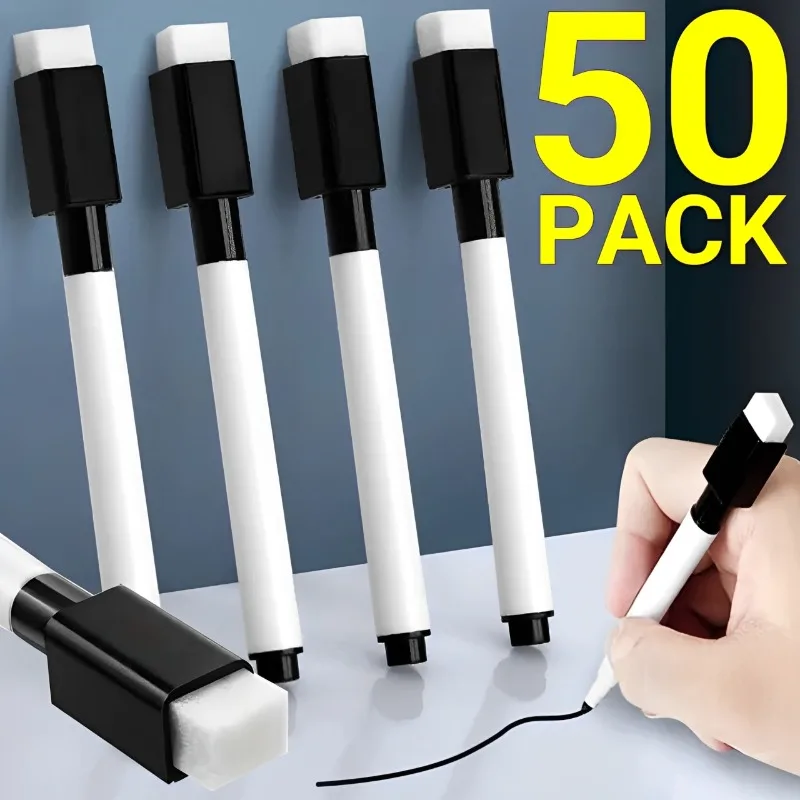 

50-5PCS Magnetic Whiteboard Marker Pen Dry Erase Markers with Eraser for Office School Stationery Writing Drawing Pen Dry Erase