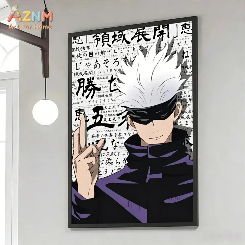 AZNM Jujutsu Kaisen Young Satoru Gojo Anime Canvas Painting Manga Style Wall Art Poster Home Bedroom Decor Canvas Print Gift