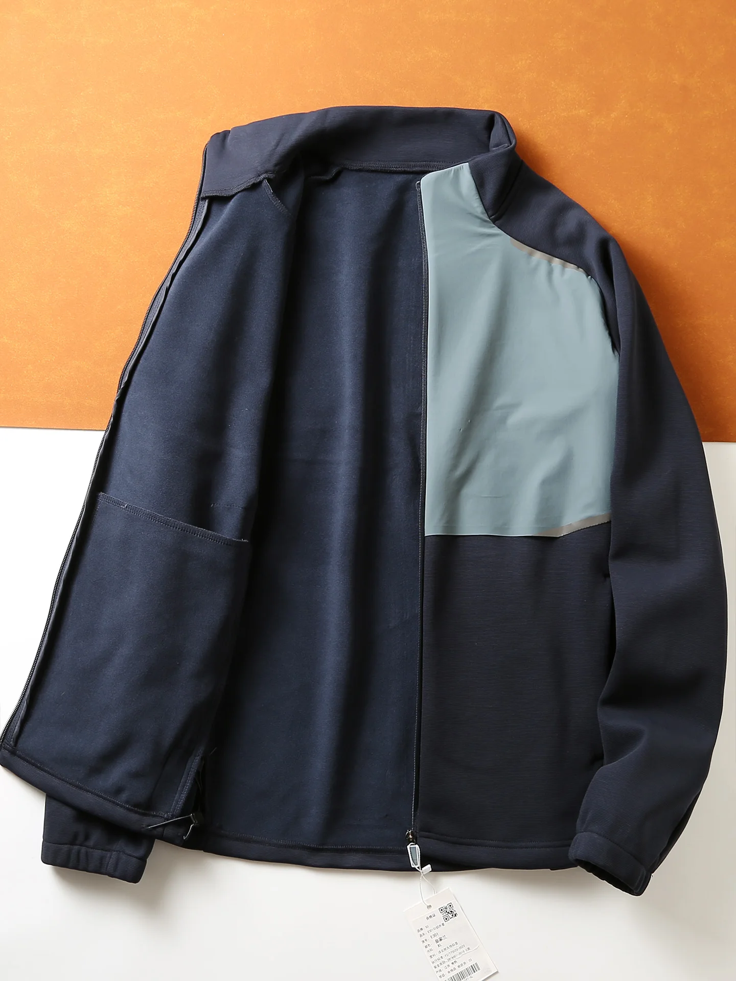 Men's Knitted Jacket Stand Collar Patchwork Color Block Thickened Outdoor Composite Velvet Autumn Winter Coat Zipper Closure ...