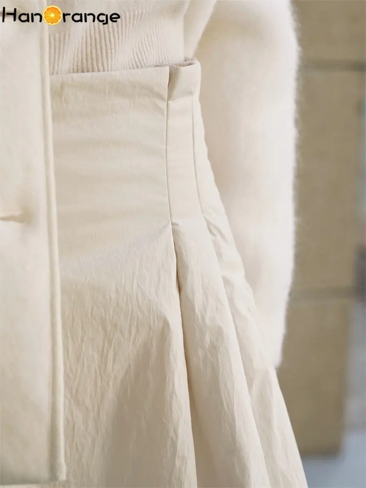 HanOrange 2025 Winter Thickened Cotton Half Skirt Loose Casual Mid length Warm A-line Long Skirt Women