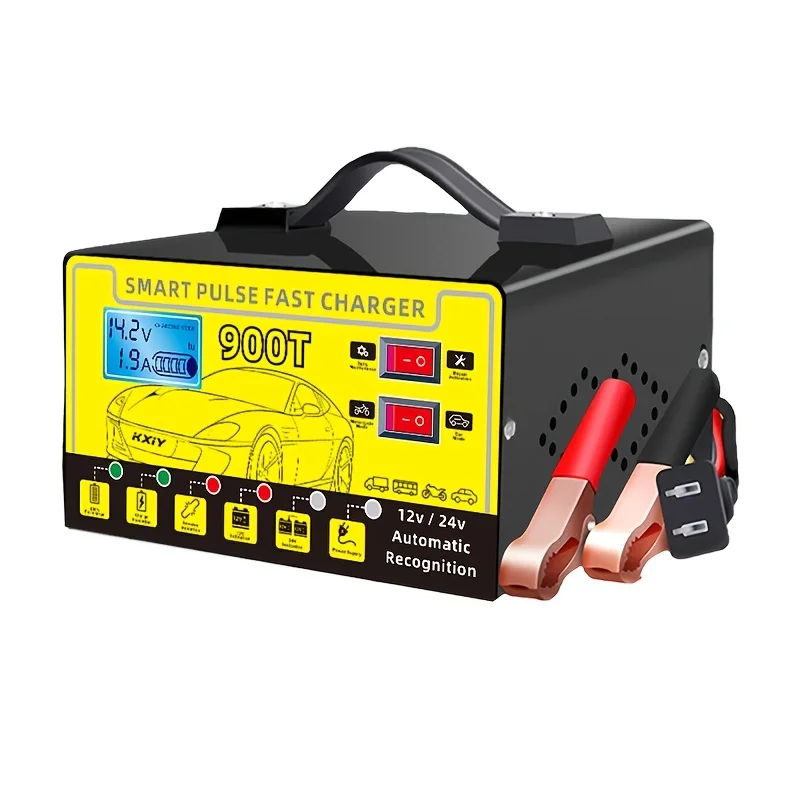 12V/24V Smart Portable Battery Charger Suitable for, Motorcycles, RV,, ATV/UTV with LCD Display, Pulse Repair, Temperature view 3