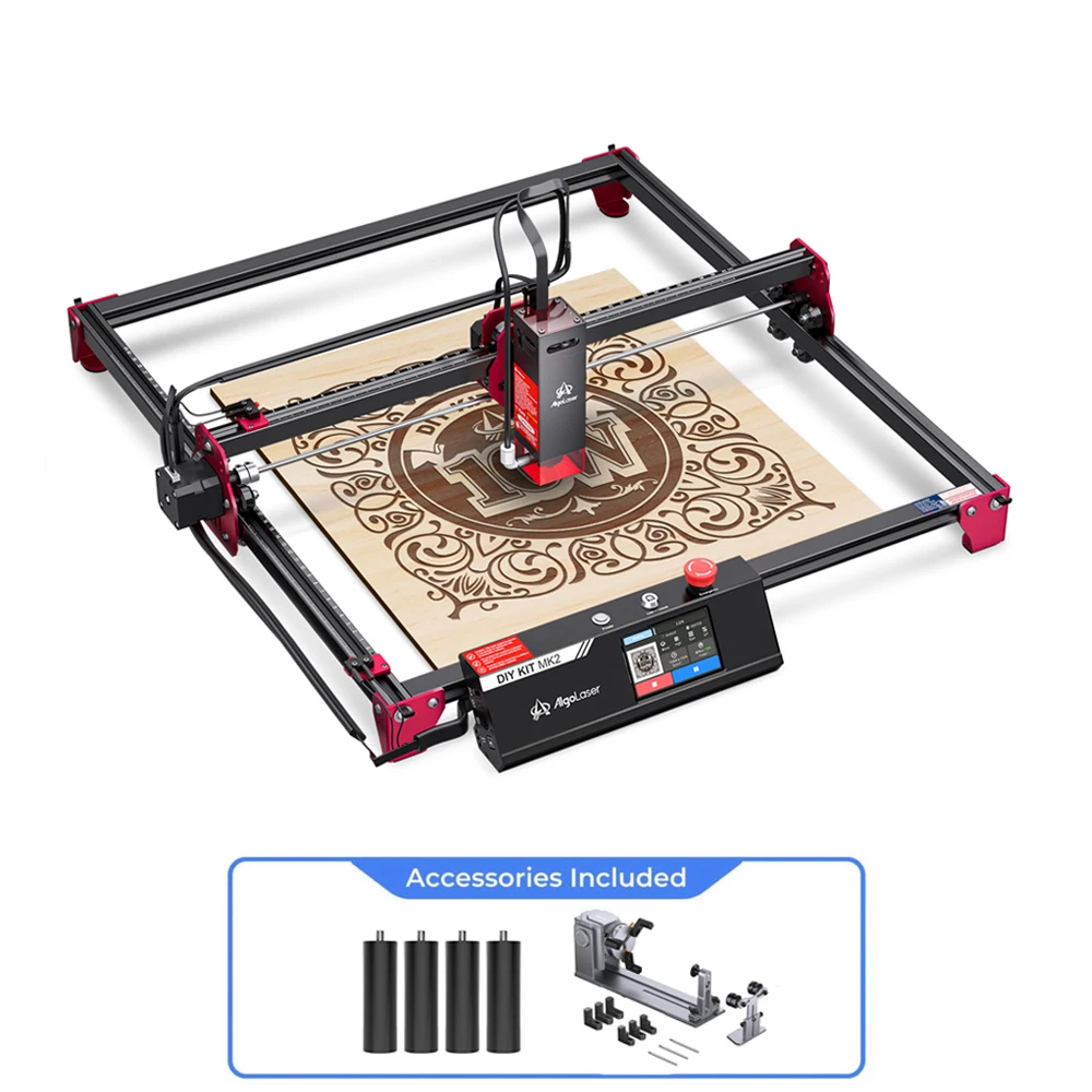 AlgoLaser DIY KIT MK2 10W Lasergraveermachine met luchtassistentie-spuitmond, hoge precisie lasergraveer- en snijmachine voor doe-het-zelf houtlogo's