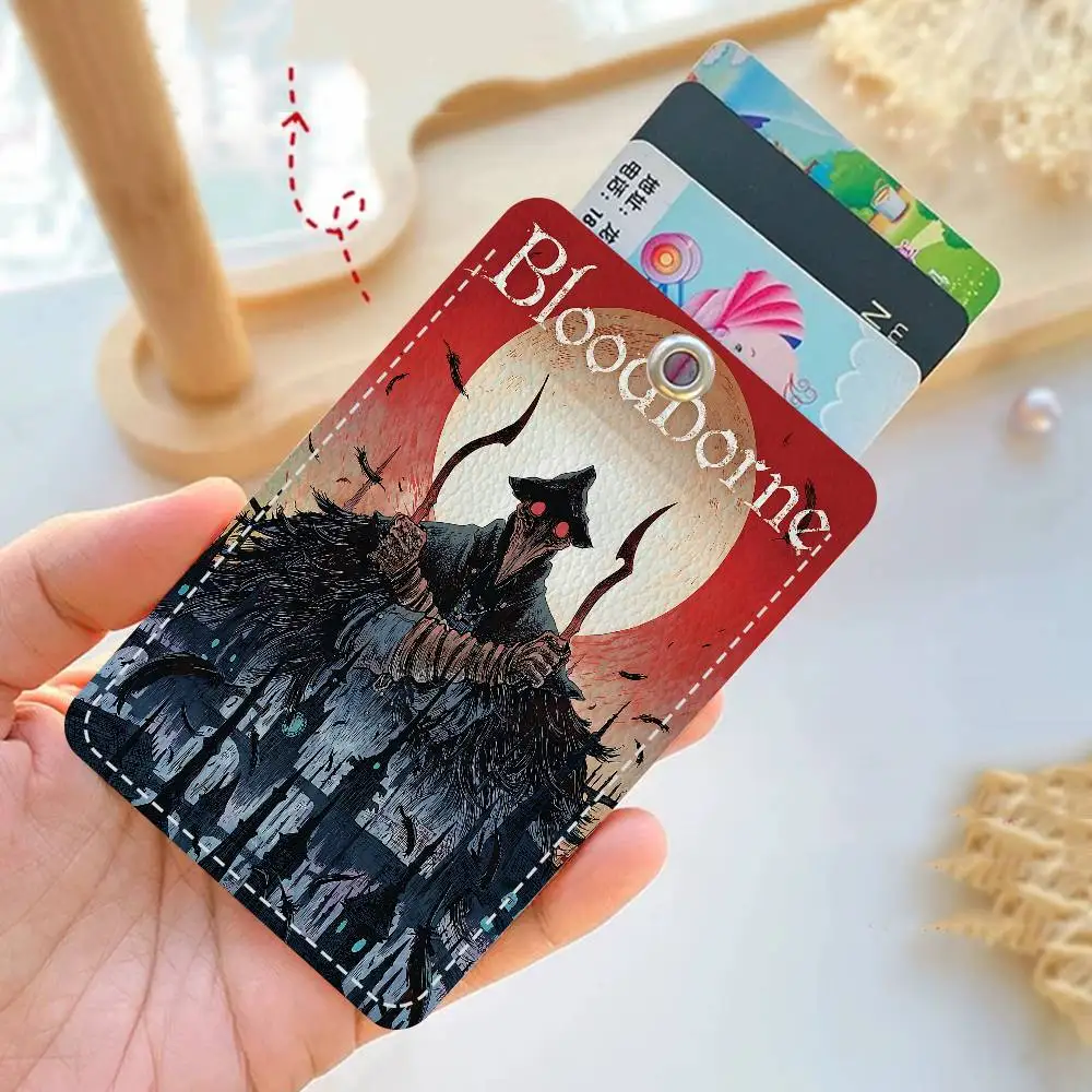 

B-Bloodborne Game персонализированный держатель для карт с принтом подходит для держателя для девочек дверной чехол для карт женский держатель для бейджа брелок