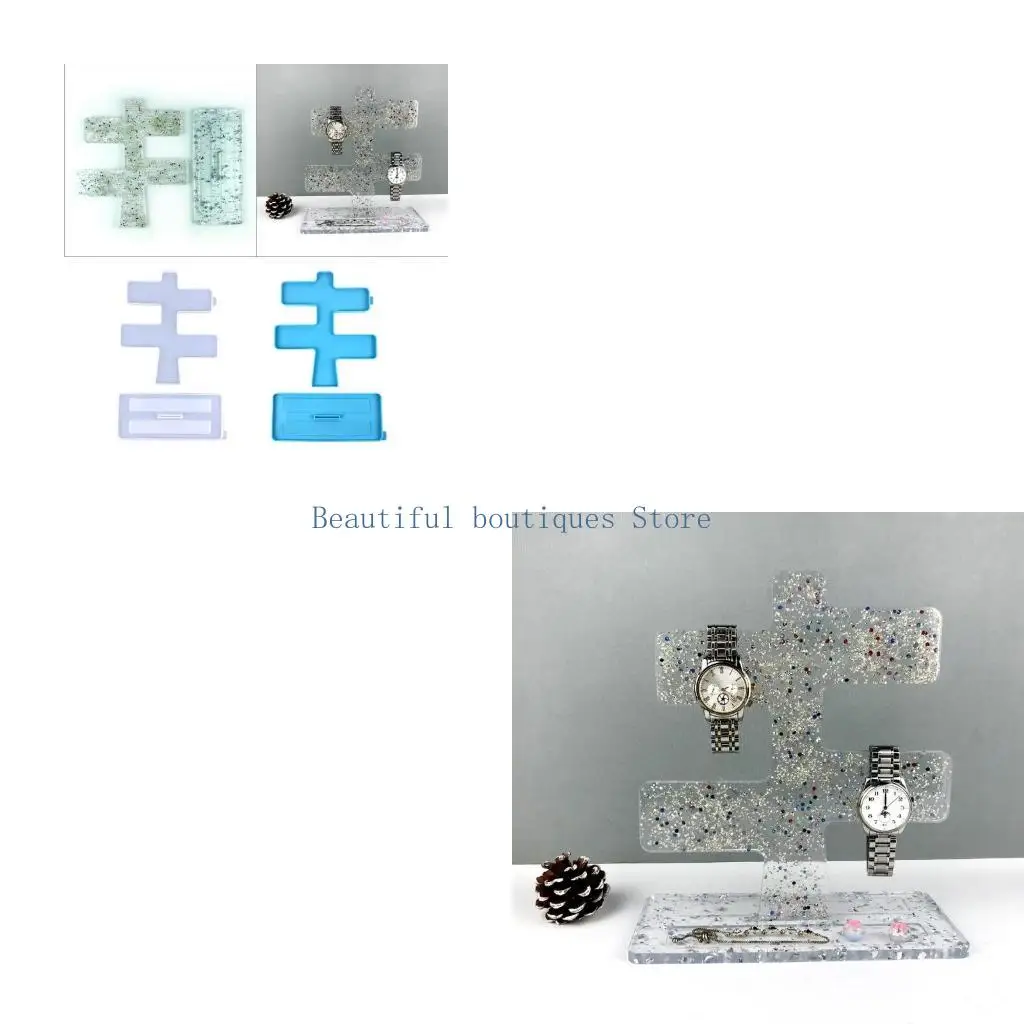 U4LF Jewelry Organizer Resin Mold,Watch Display Rack Silicone Mold Epoxy Resin Casting Mold for Watch Holder Stand Home Decor