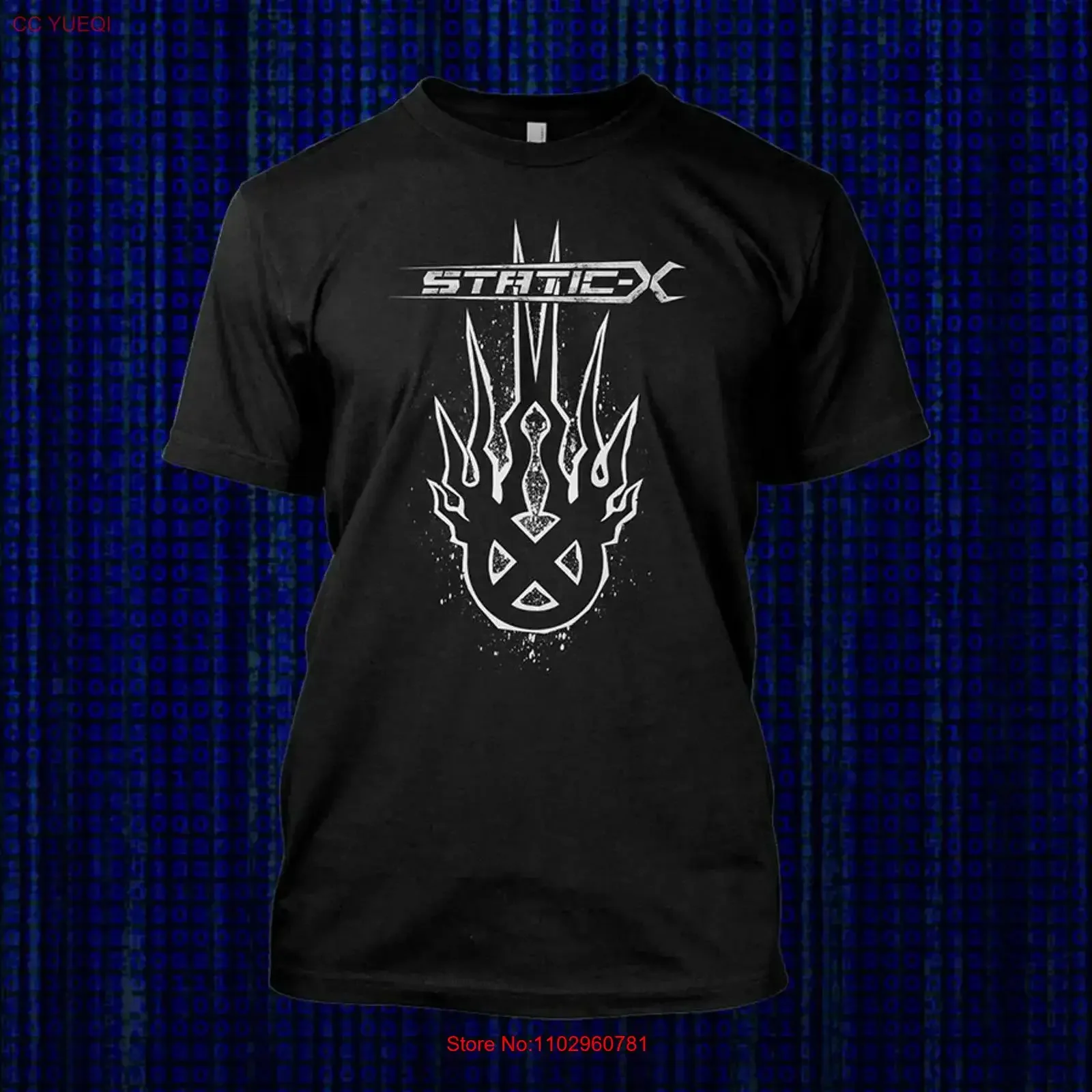 NUEVA Camiseta Negra de Algodón Grueso con Logotipo de la Banda Static-X, Tallas S-5XL, TT513, Estilo Vintage Lavado, Ropa Urbana de Diseñador, Top para Uso Diario