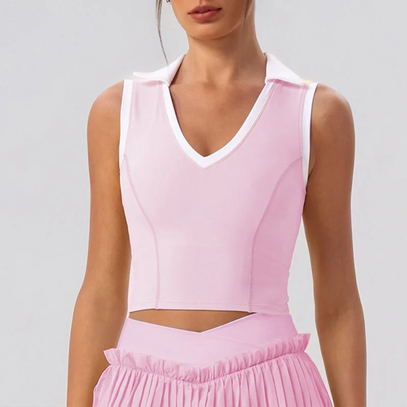 2026 New Summer Fitness Top With Chest Pads High Waist Sports Vest With Wide Shoulder Straps Slim Fit Yoga Top For Women