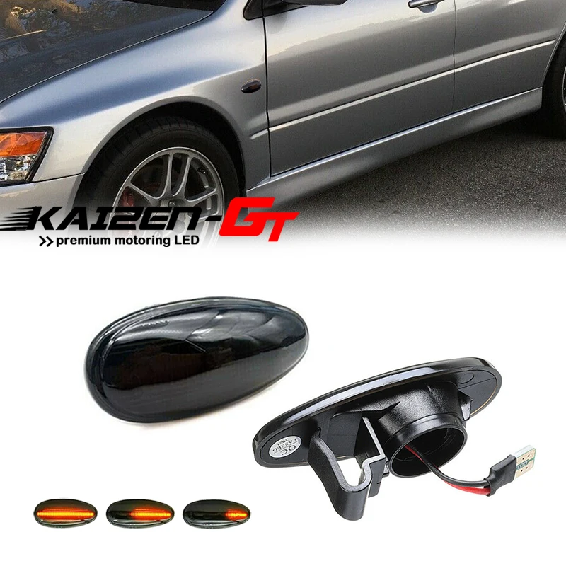 Sequential Amber LED Car Front Side Marker Turn Signal Lights For Mitsubishi Outlander I-Miev Lancer EVO Delica Santamo Freeca