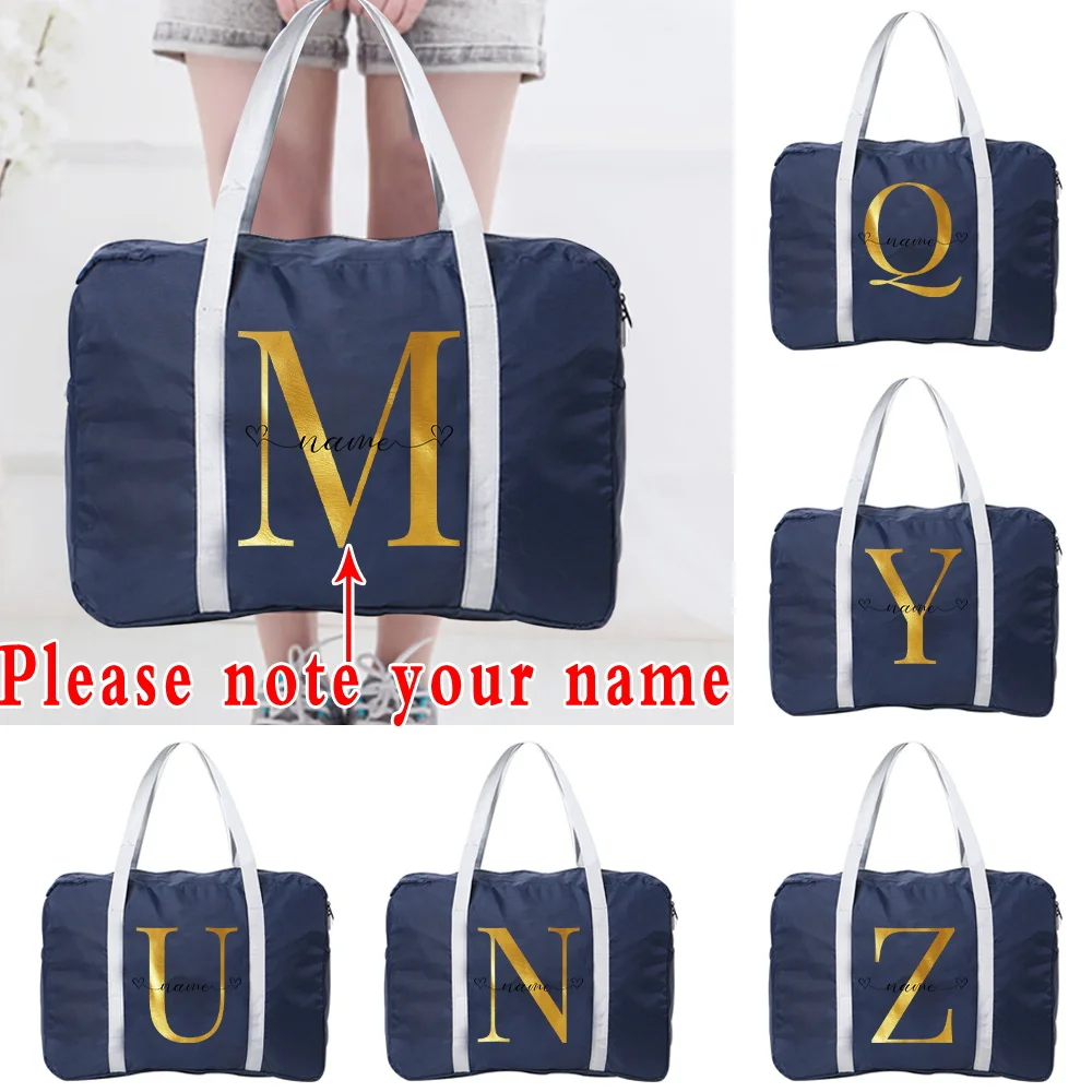 

Portable Travel Bag Custom Name Luggage Foldable Organizer Women Handbags Large Capacity Holiday Storage Tote Travel Accessories