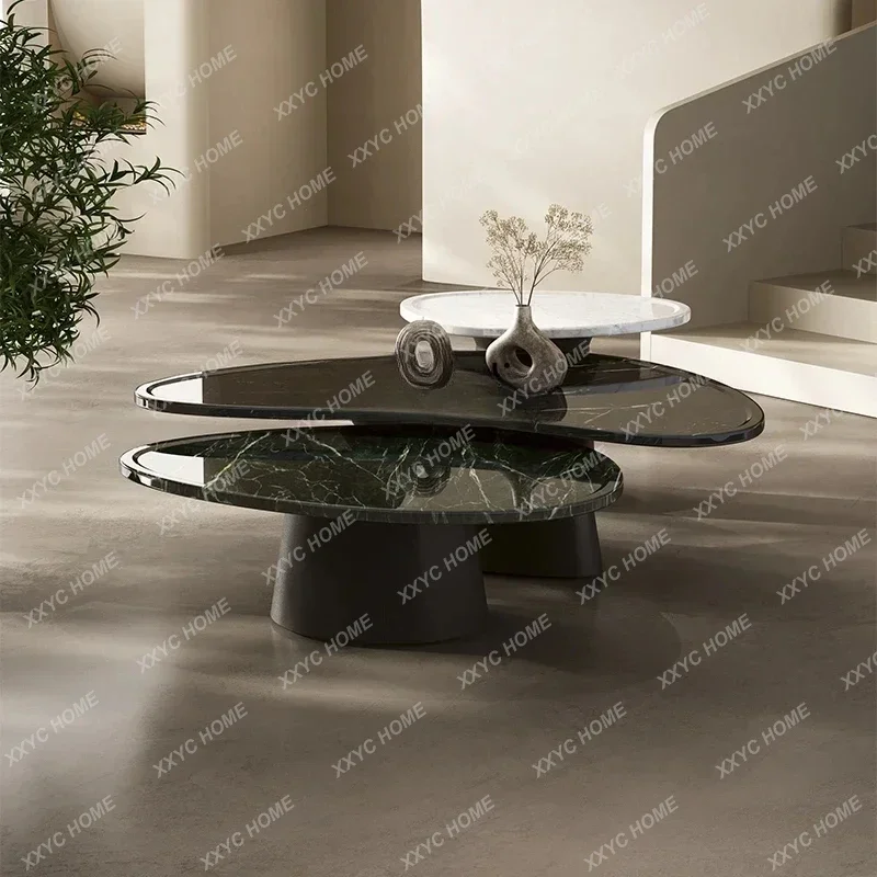 A Pure natural luxury stone coffee table high-end natural marble coffee table light luxury Italian special-shaped