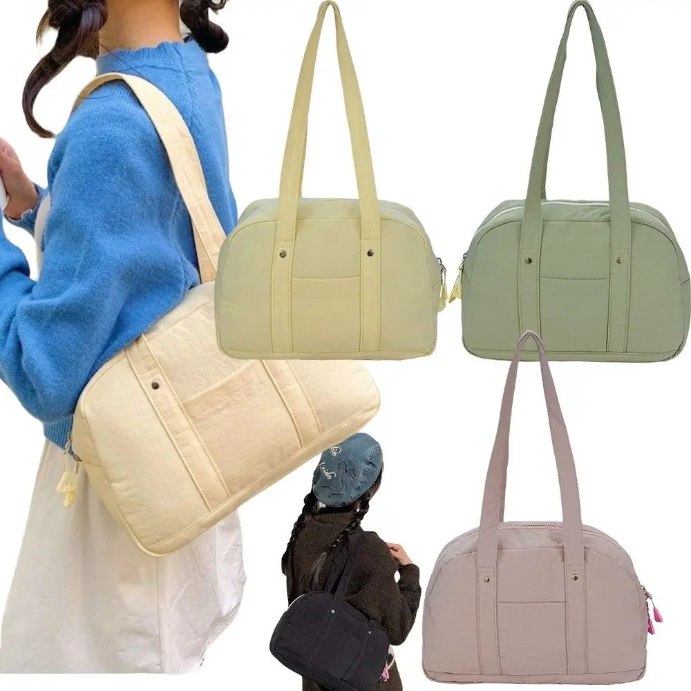 New Lightweight Shoulder Bag Double Shoulder Straps Zipper Closure Tote Bag Inner Pocket Sporty Casual Style Storage Pouch Women