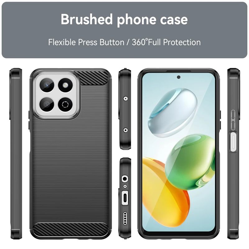 For Huawei Honor X7C Case Cover Honor X7C Capas Shockproof Armor Phone Back Coque Bumper Soft TPU Carbon Fiber Cover Honor X7C