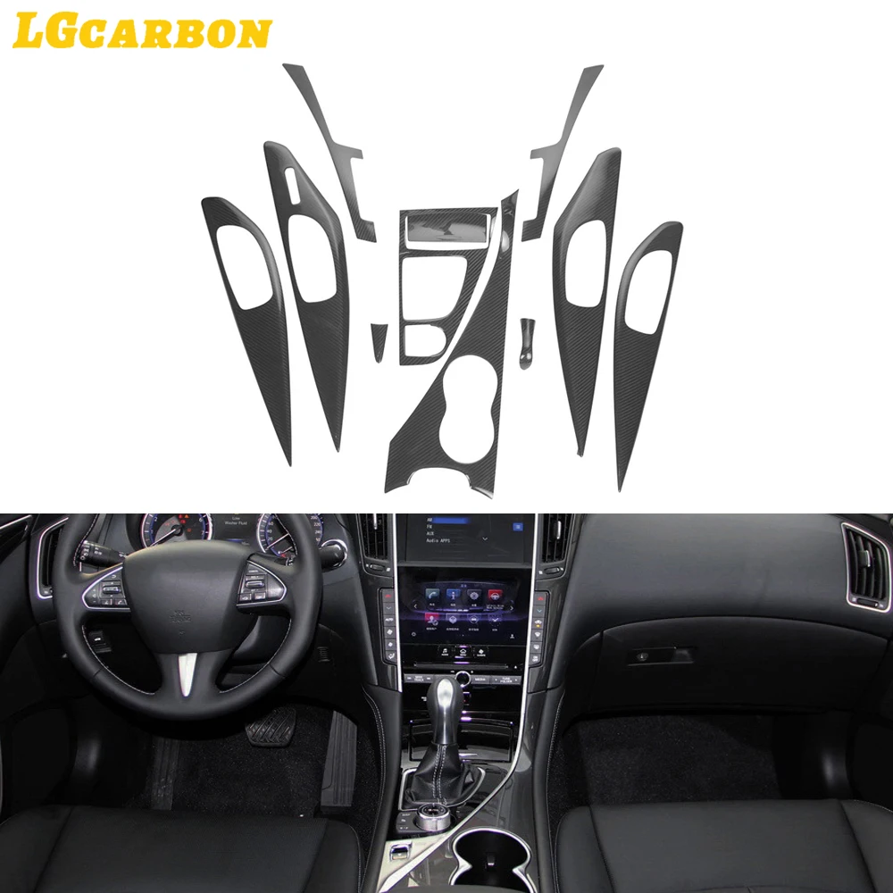 LGcarbon 11Pcs Carbon Fiber Q50 Interior Trims for Infiniti Q50 2014-2016