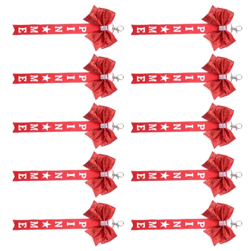 Pack of 10 Cheer Bows Keychains Colorful Bowknot Keyring Gift for Cheerleaders