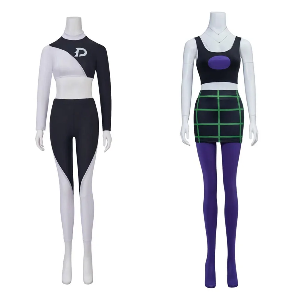 

Anime Danny Phantom Cosplay Sam Manson Dani Fenton Costume Long Sleeves Crop Tops Pants Suit Halloween Party Outfit