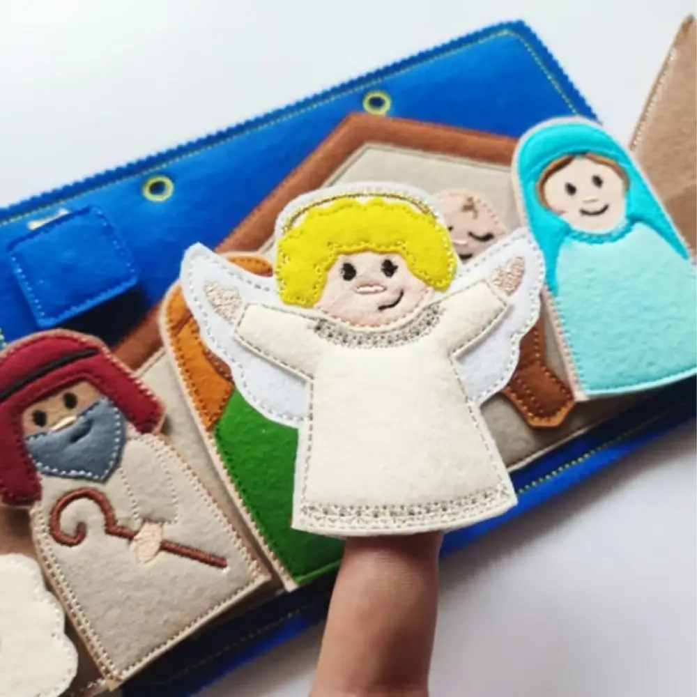 Bible Nativity Puzzle Felt Book Educational Learning Montessori Felt Cloth Book Cartoon Handmade Bible Nativity Quiet Book