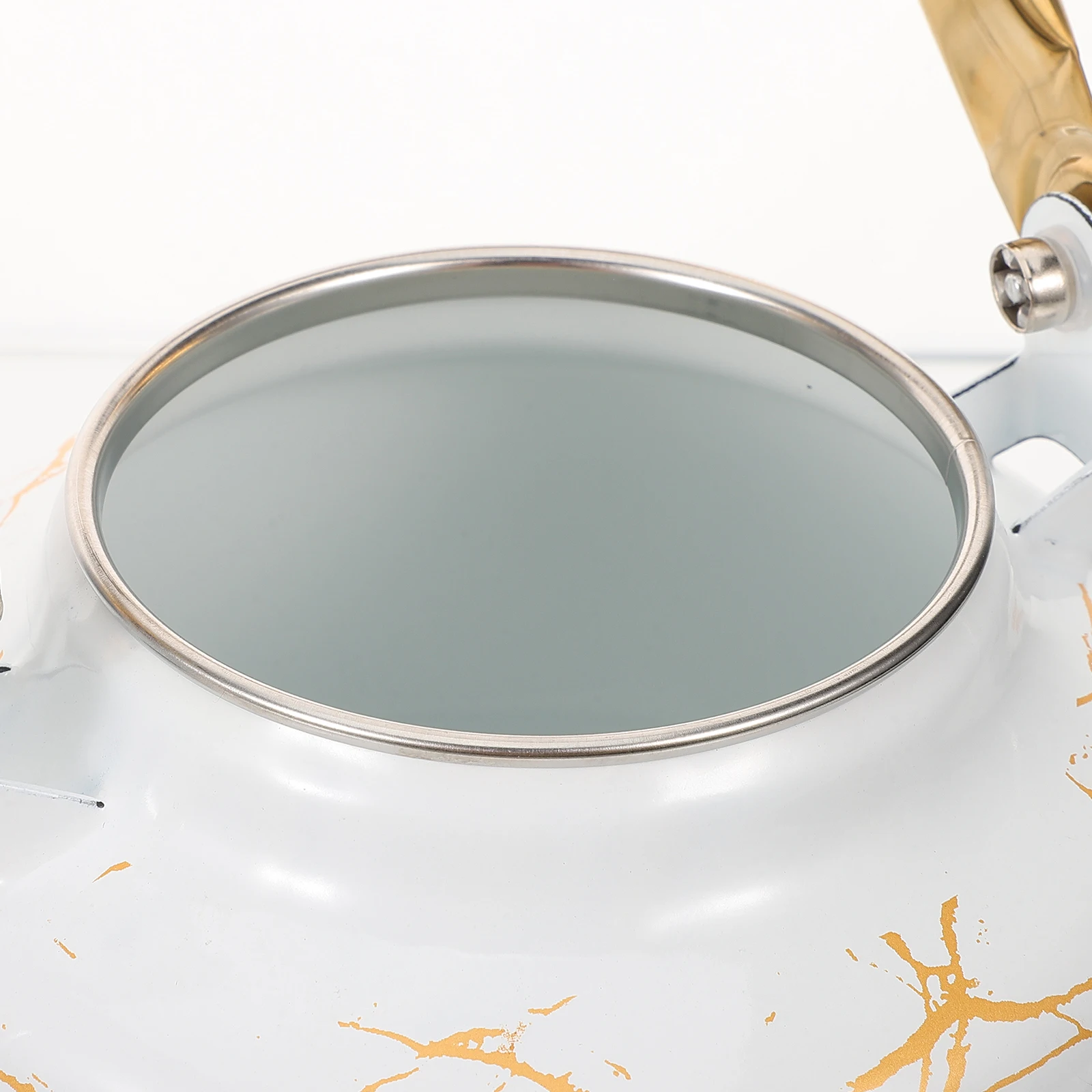 

Marble Enamel Teapot 1.7L White Portable Kitchen Water Kettle Household Creative Food Grade Elegant Design Long Life Tea