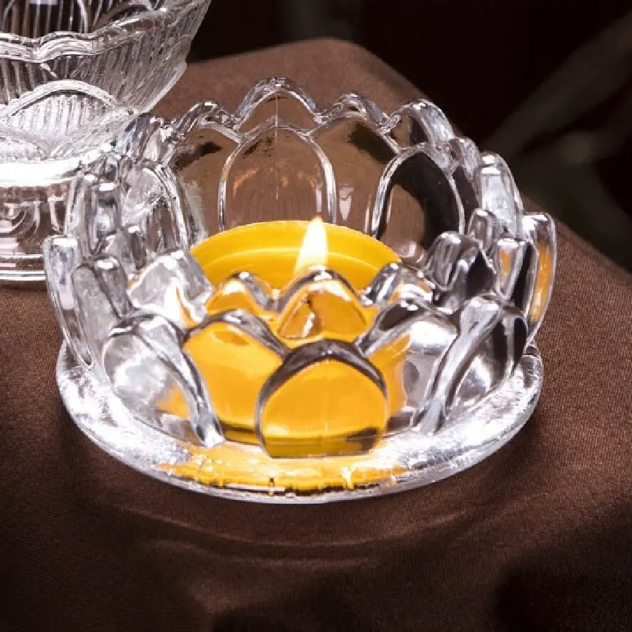 

Crystal Glass Tulip Shape Candle Holder Decorative Flower Cup Aroma Burner Glass Bedroom Houseware Ornament Craft Accessories