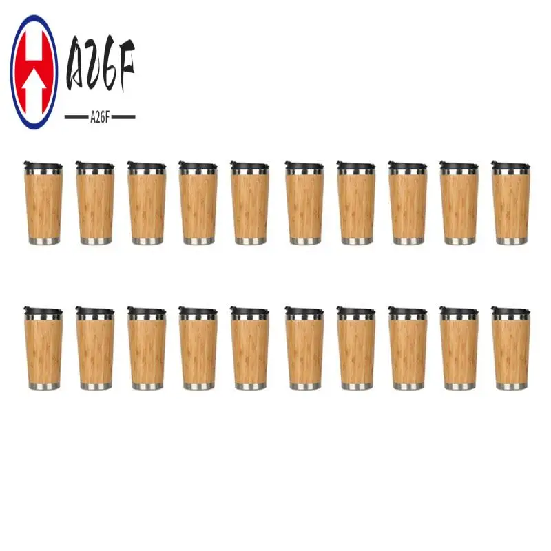 

A26F-20X 450Ml Bamboo Coffee Cup Stainless Steel Coffee Travel Mug With Leak-Proof Cover