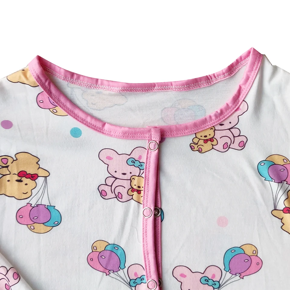 Pink balloon Bear rabbit toy printed bodysuit with foot /adult onesie/adult baby romper/printed adult bodysuit for diaper lover