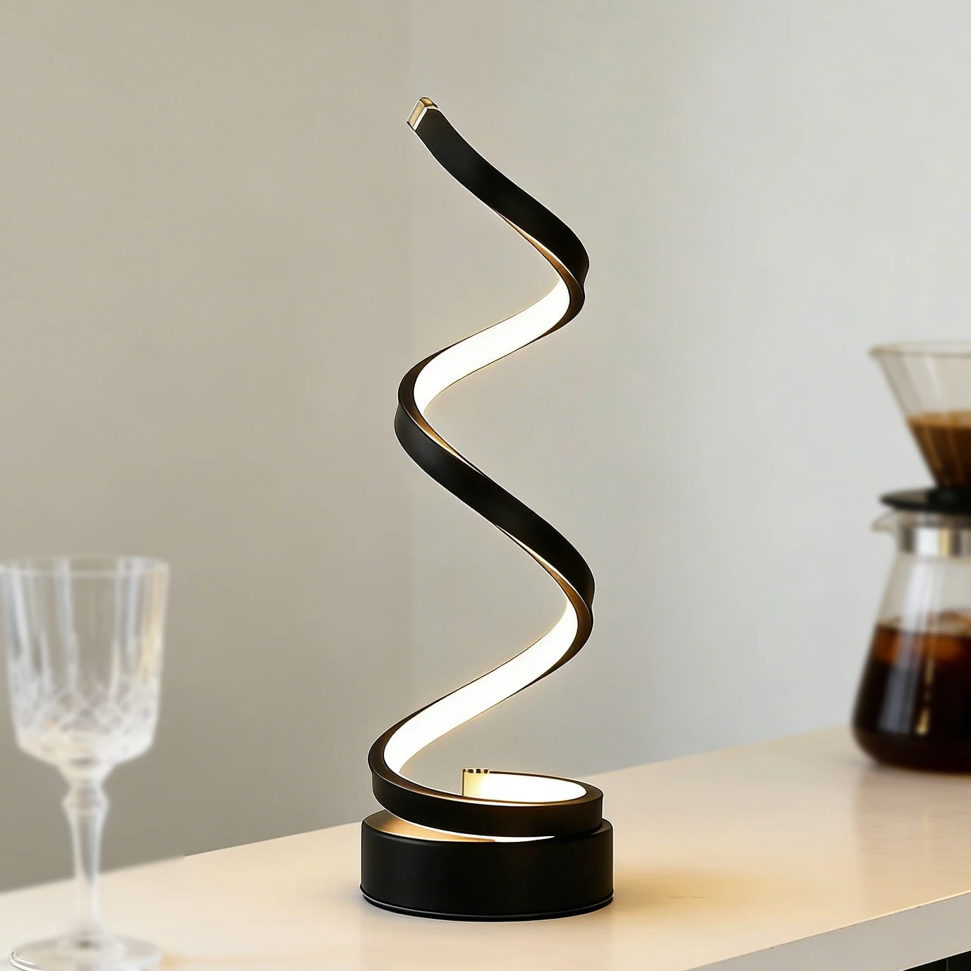 

Spiral LED Table Lamp, Modern Dimmable Eye-Caring Light for Bedroom, Living Room, Study, Home Decor