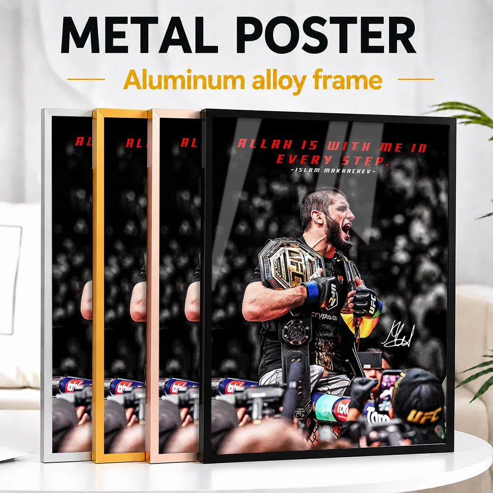 Islam Makhachev MMA Champion Celebration Framed Aluminum Metal Poster Customized Photographic Wall Art For Martial Arts School