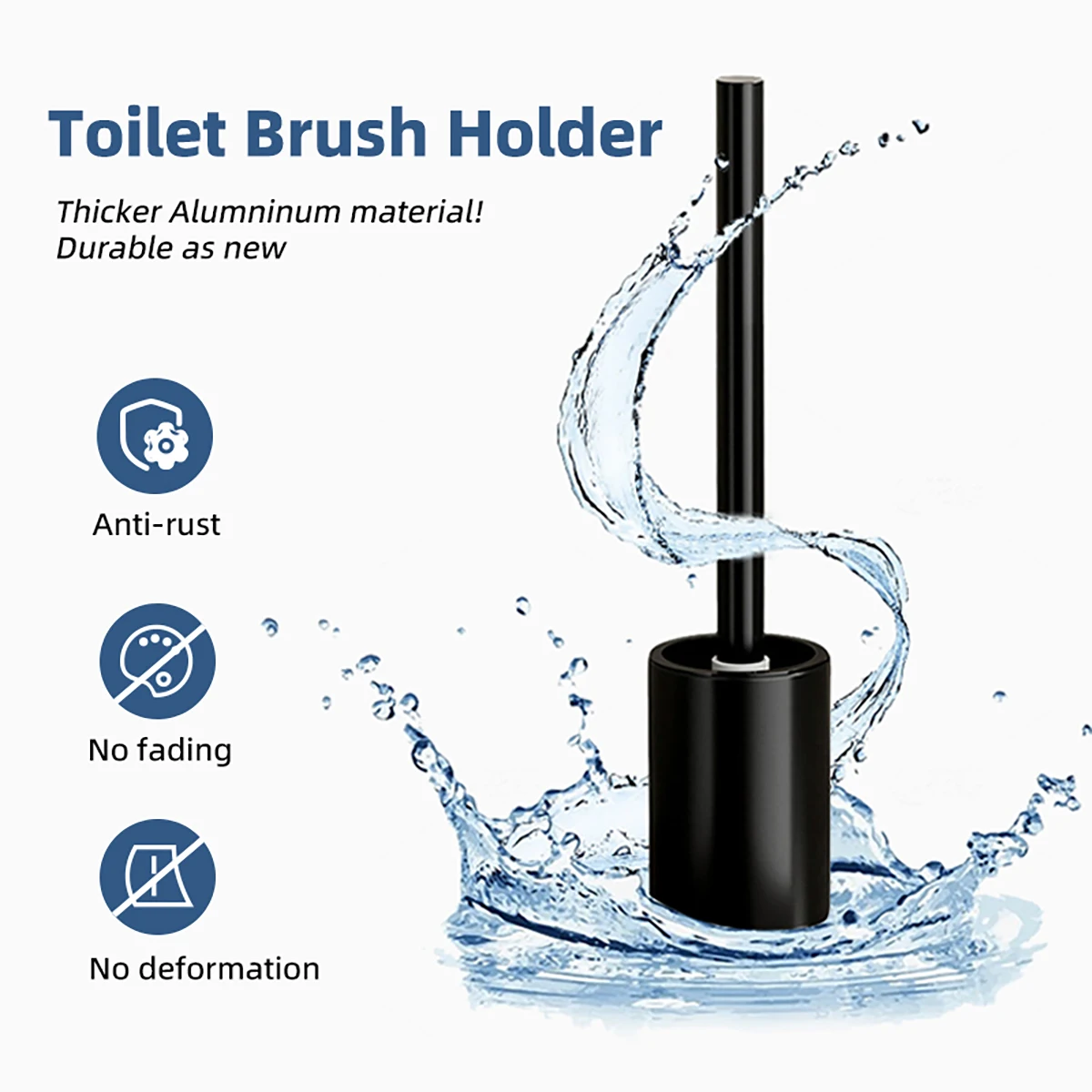 Toilet Brush & Holder Stainless Steel Handle Deep Cleaning Space Saving for Storage Easy to Assemble Nylon Bristles White & Grey