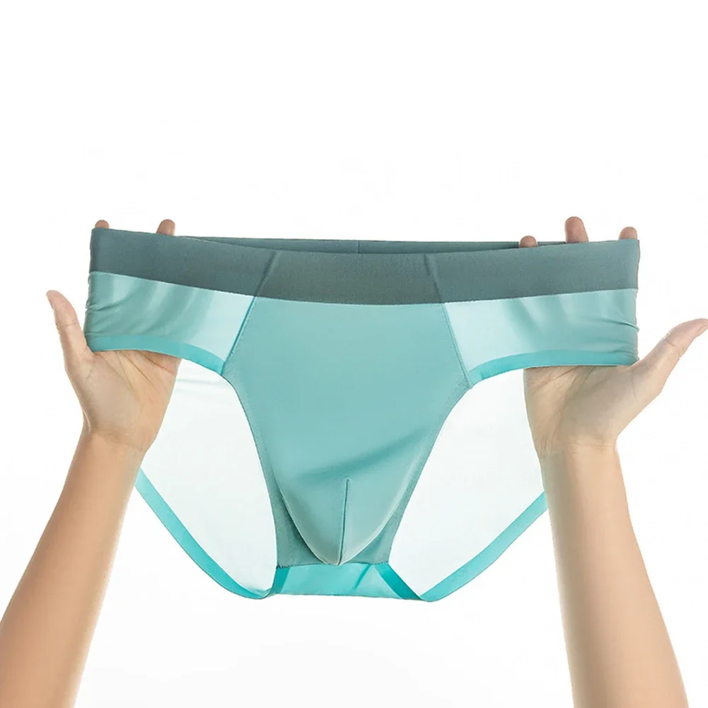 Mens Elastic Ice Silk Men's Panties Ultra-thin Sexy Lingerie Sissy Underwear Breathable Color Briefs Mid-rise Underpants Men