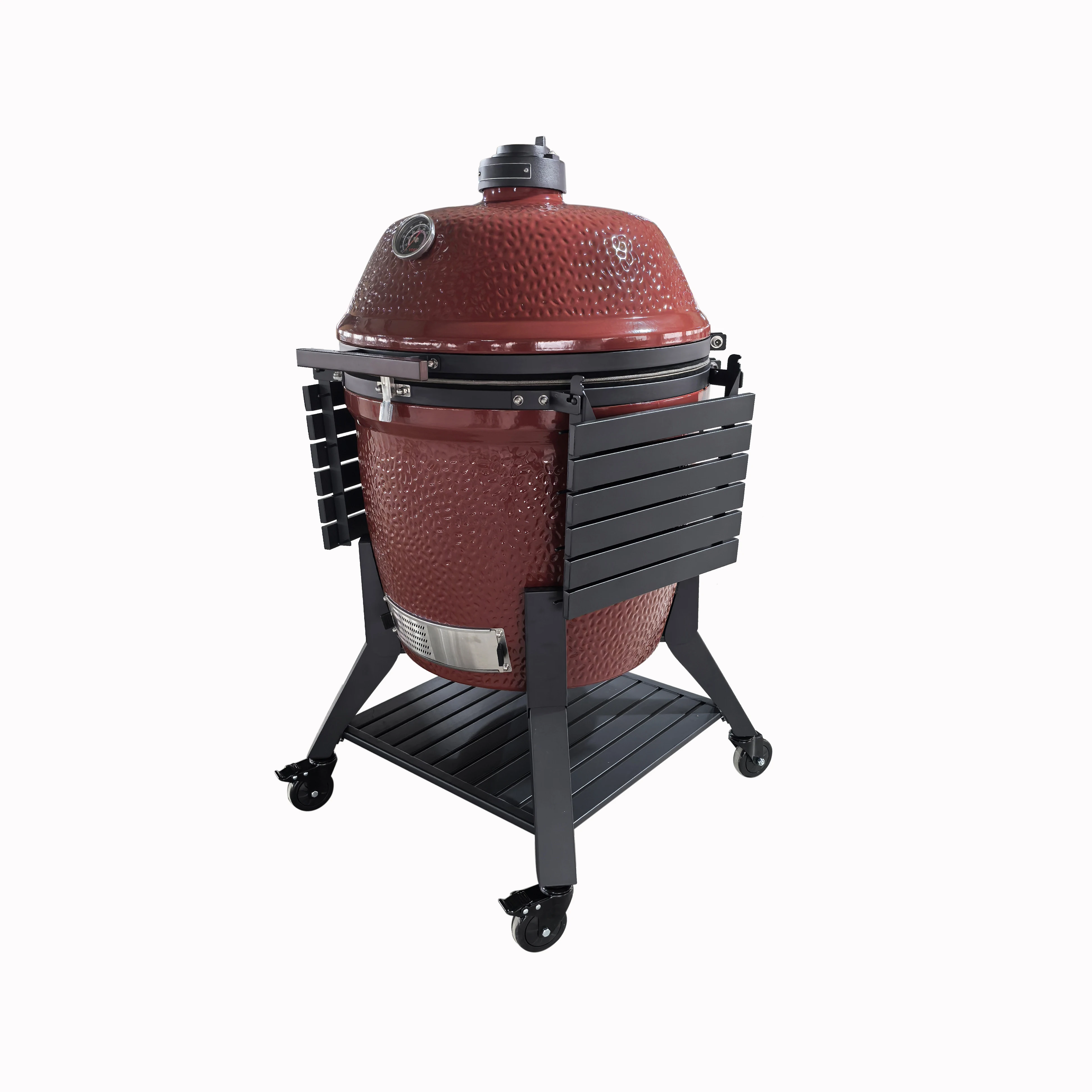 

28-Inch Glossy Deep Red Ceramic BBQ Grill Modern European Outdoor Style Egg Bbq Smoker with Good Price Charcoal