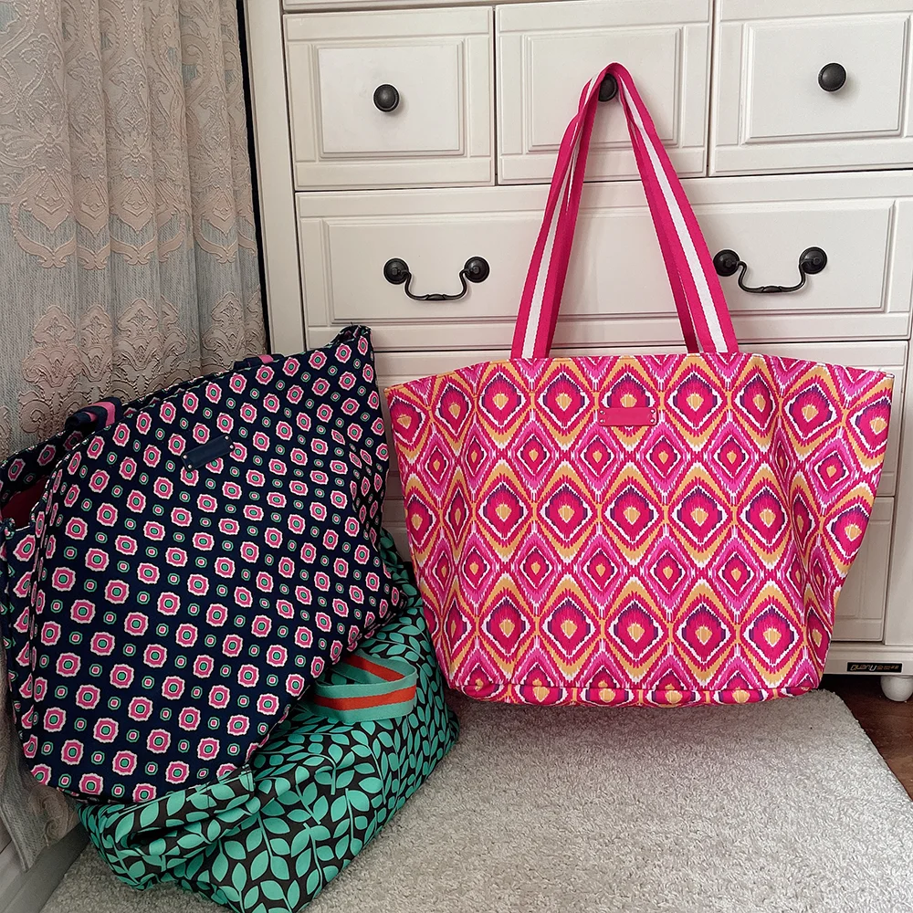 VB print environmental protection beach shoulder bag folding ladies large capacity shopping bag