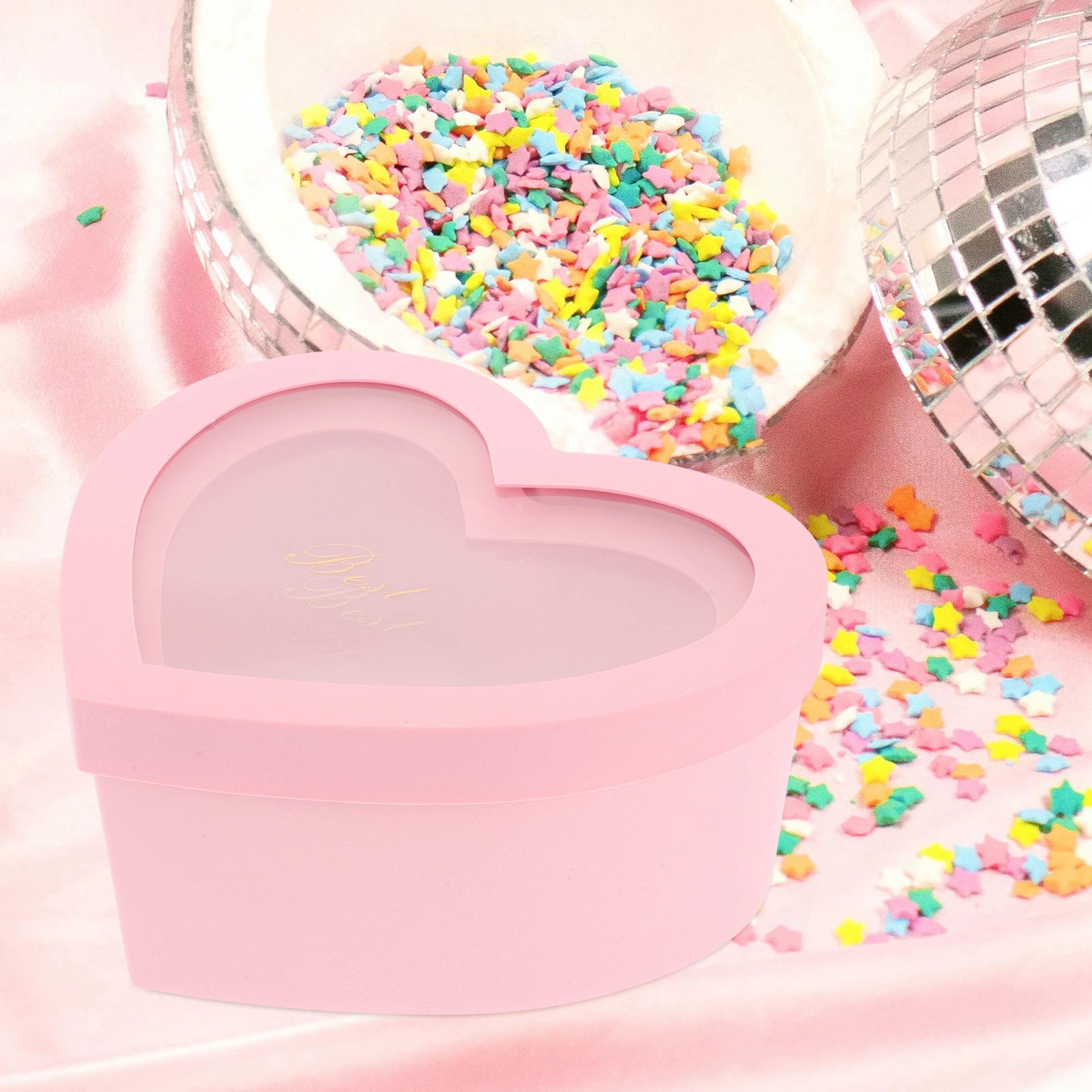 

2pcs Heart Shaped Flower Box Gifts Decorative Storage Boxes for Flowers Premium Material Transparent Window Valentine Mother