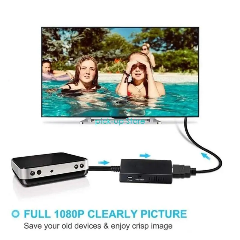 Q5WA 3RCA أنثى/ذكور إلى محول محول الفيديو HDTV دعم 1080p تبديل