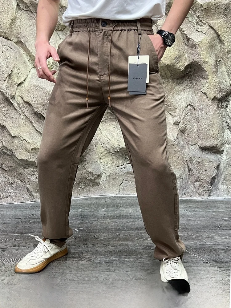 

PSENY Cool Sensation: Летние повседневные брюки с высокой драпировкой, дышащие, в стиле Old Money, прямого кроя, свободные, для молодежи, придающие энергии