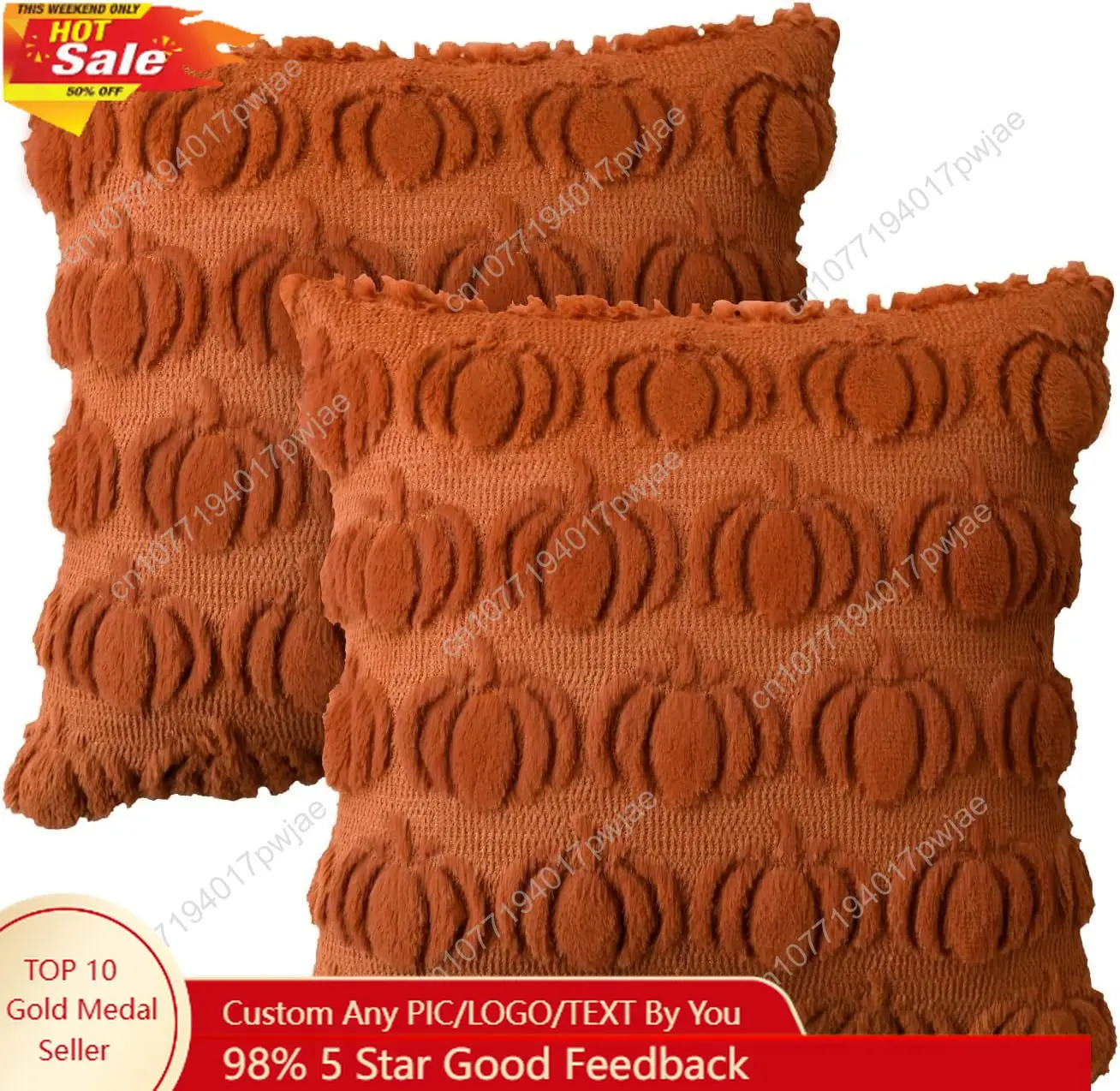 

AVOIN colorlife Fall Pumpkin Caramel Throw Pillow Covers, 20 x 20 Inch Seasonal Autumn Thanksgiving Harvest Decoration Soft Plus